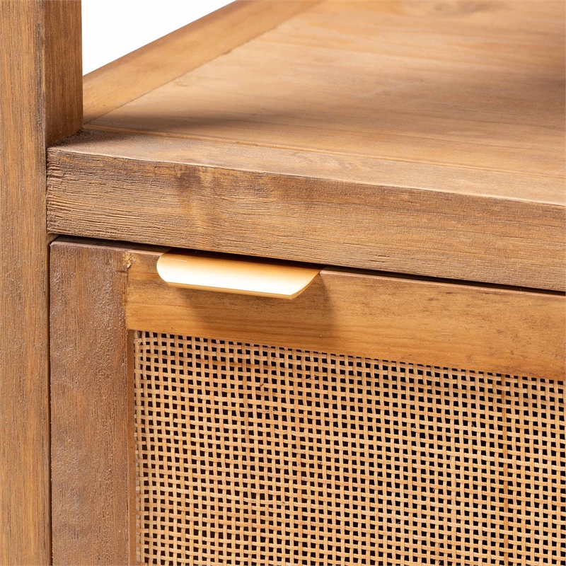 bali & pari Sibu Storage Cabinet with Rattan Door Tall Accent Display Tower