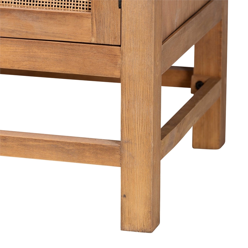 bali & pari Sibu Storage Cabinet with Rattan Door Tall Accent Display Tower