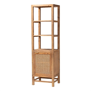 bali & pari Sibu Storage Cabinet with Rattan Door Tall Accent Display Tower