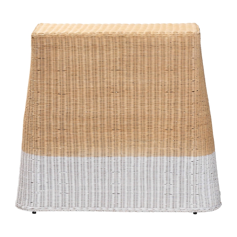 bali & pari Palm Scallop Natural Rattan Console Table White/Natural