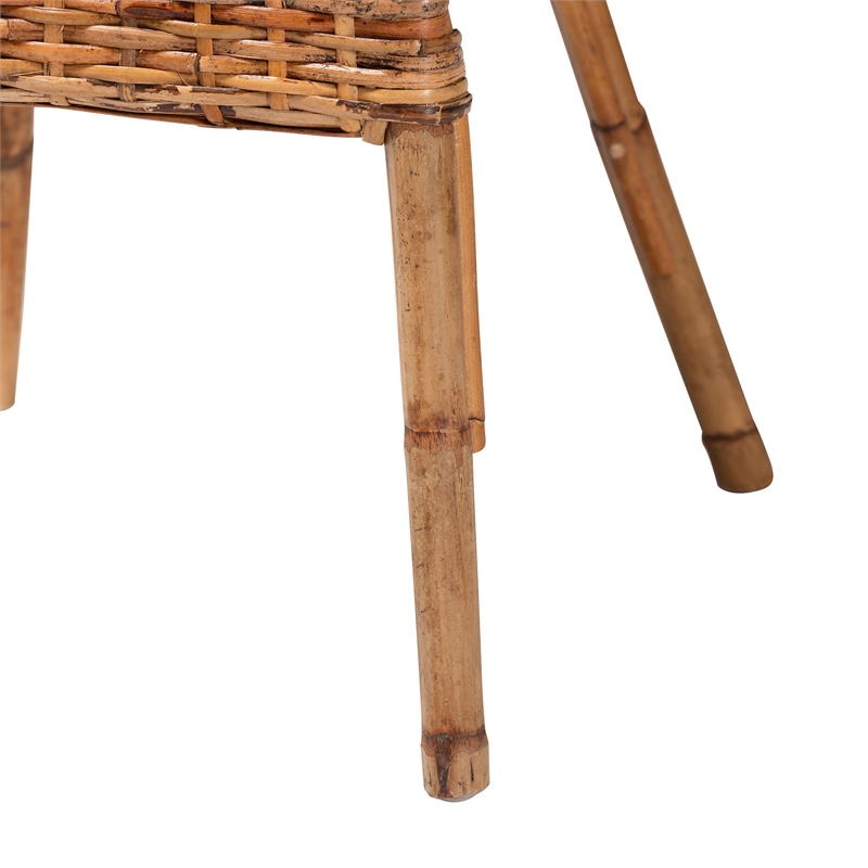 bali & pari Tara 2-Piece Natural Rattan Dining Chair Handwoven Wicker Armchair