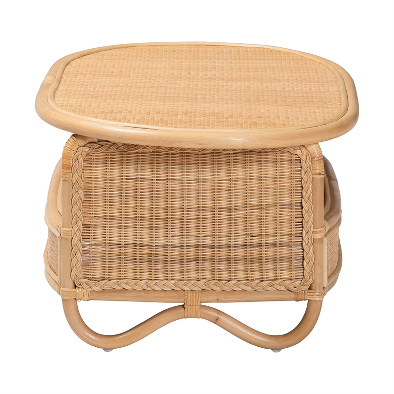 bali & pari Dyna Natural Rattan Coffee Table with Open Shelf