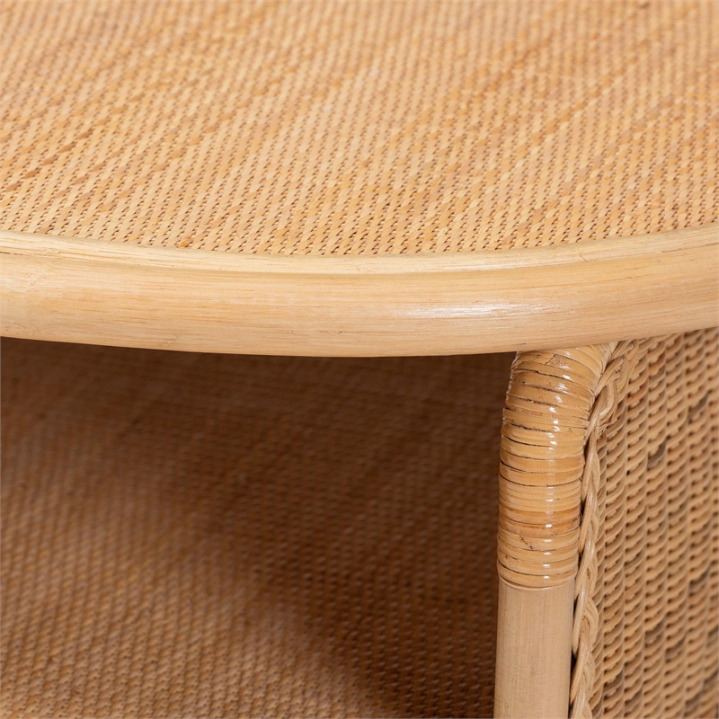 bali & pari Dyna Natural Rattan Coffee Table with Open Shelf