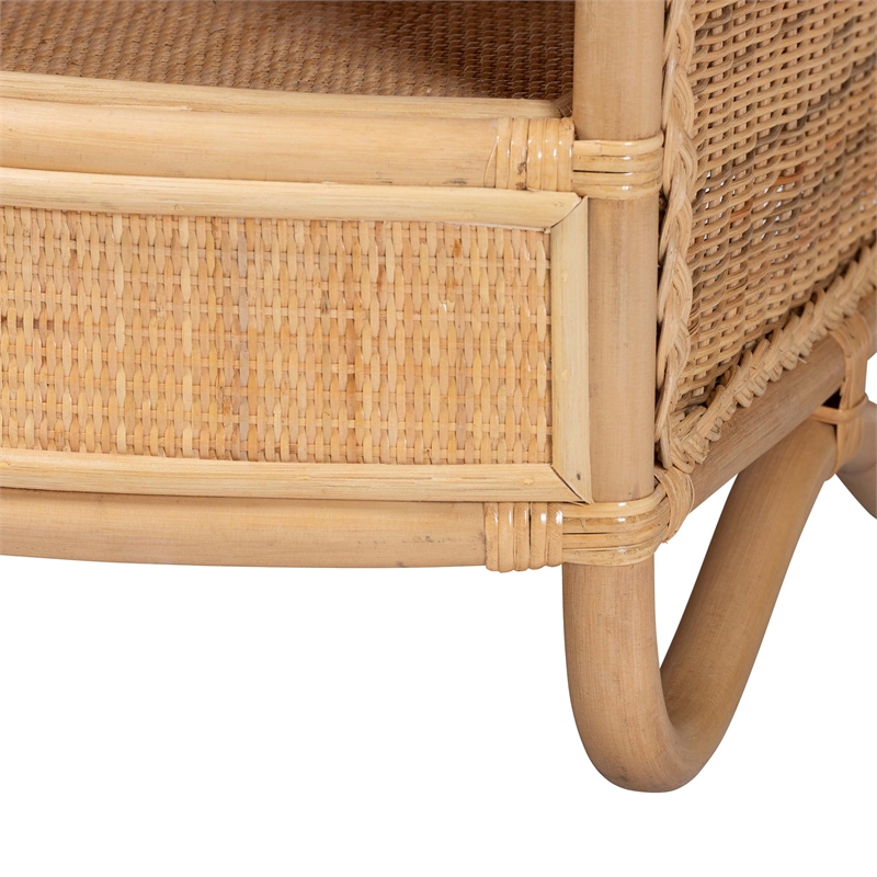 bali & pari Dyna Natural Rattan Coffee Table with Open Shelf