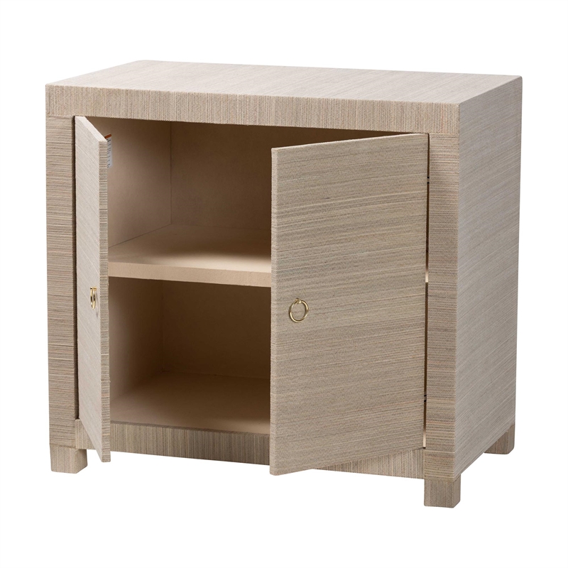 bali & pari Halen Natural Grasscloth Storage Cabinet Two-Door Console Storage