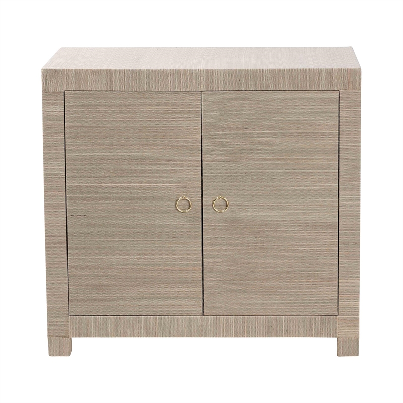 bali & pari Halen Natural Grasscloth Storage Cabinet Two-Door Console Storage