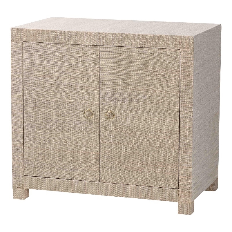 bali & pari Halen Natural Grasscloth Storage Cabinet Two-Door Console Storage