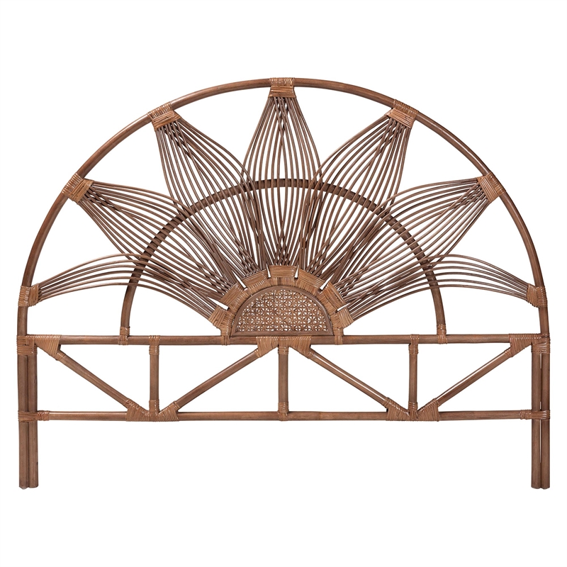 bali & pari Jasmine Natural Rattan Headboard with Sunburst Design King