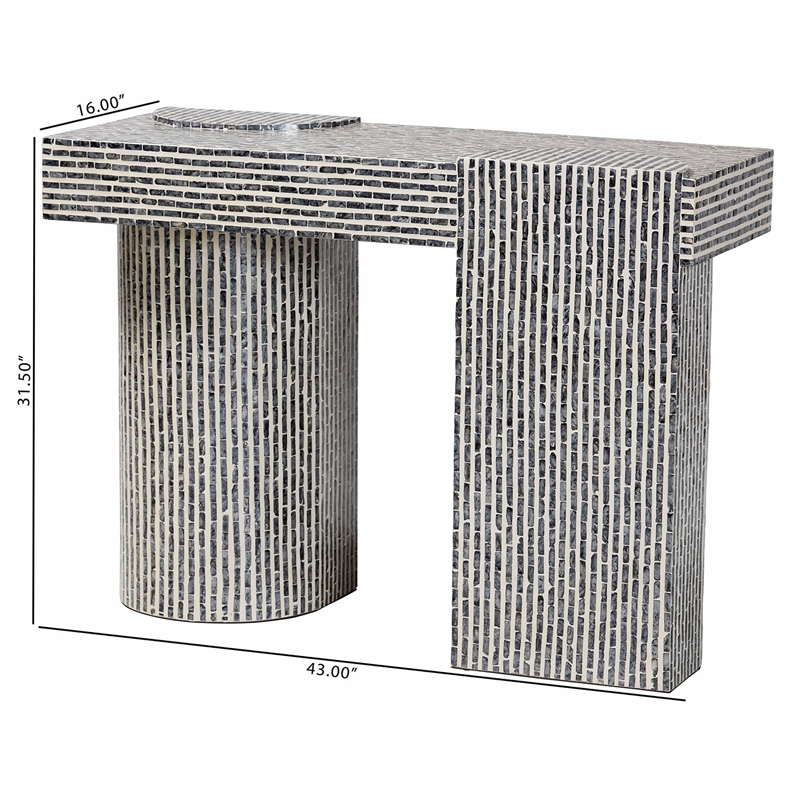 bali & pari Tawana Capiz Shell Console Table with Geometric Pattern