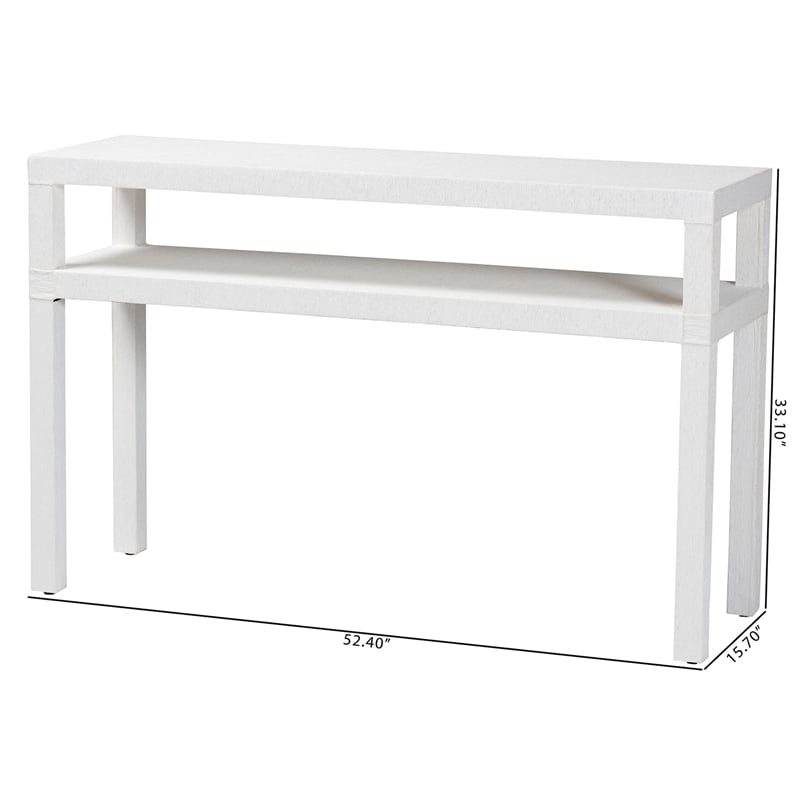 bali & pari Gale Natural Grasscloth Console Table Two-Tier Entryway Table