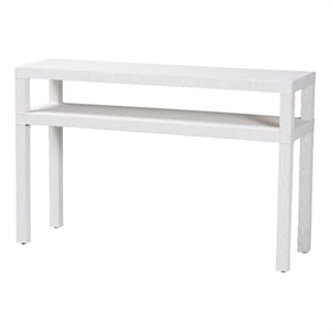 bali & pari Gale Natural Grasscloth Console Table Two-Tier Entryway Table