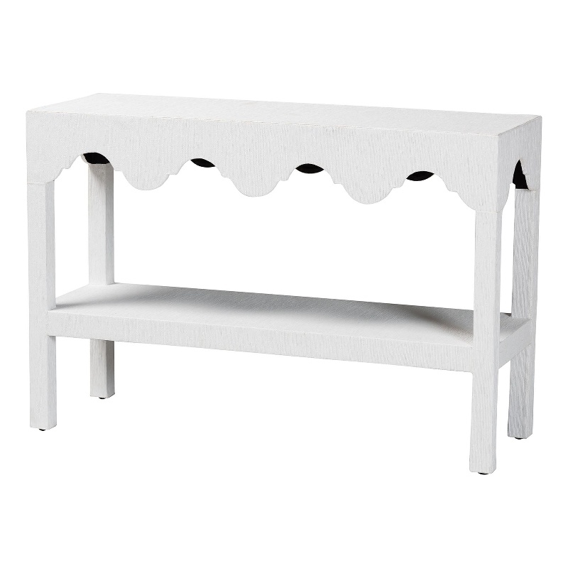 bali & pari Nolan Natural Grasscloth Console Table Two-Tier Entryway Table