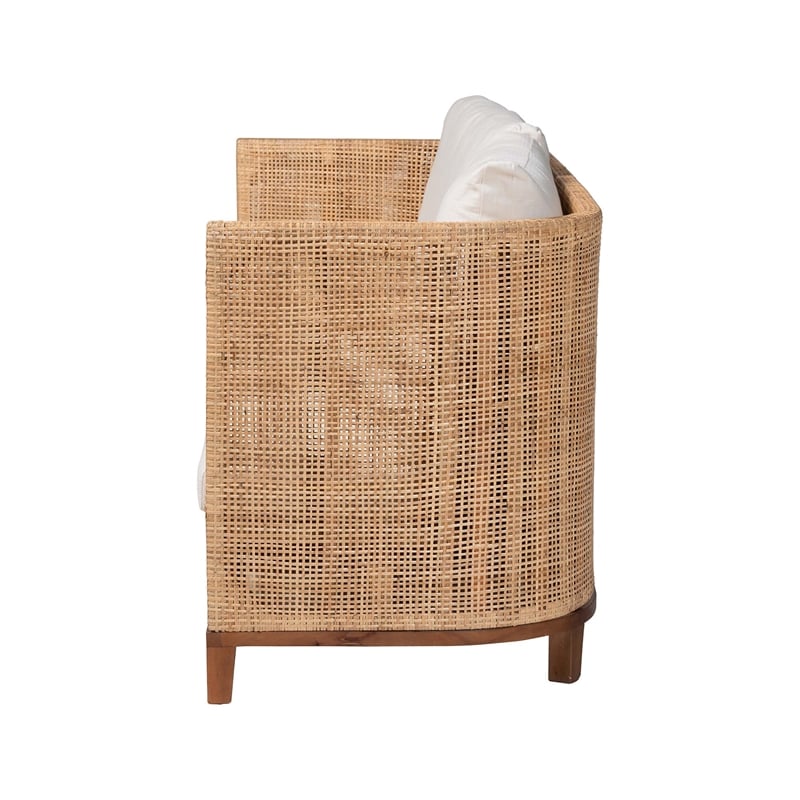 bali & pari Edda Natural Rattan Sofa with Upholstered Cushions Coastal Style