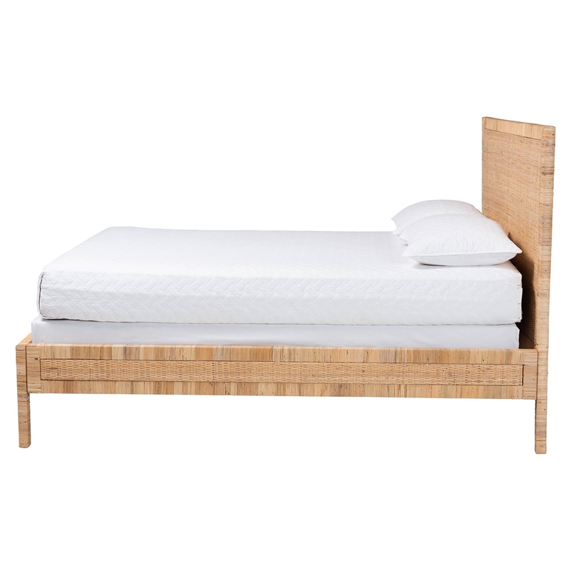 bali & pari Kalimantan Natural Rattan Bed Coastal Boho Style Queen