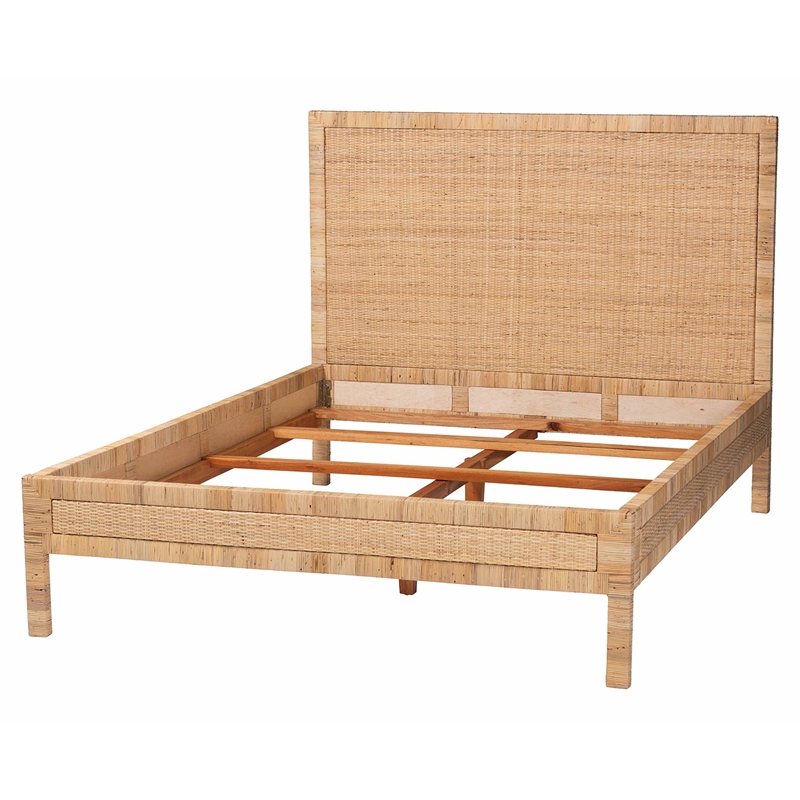 bali & pari Kalimantan Natural Rattan Bed Coastal Boho Style Queen
