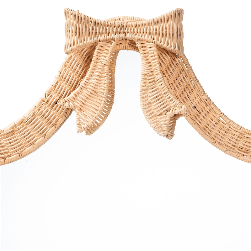 bali & pari Creusa Natural Rattan Wall Mirror Handwoven Arched Mirror