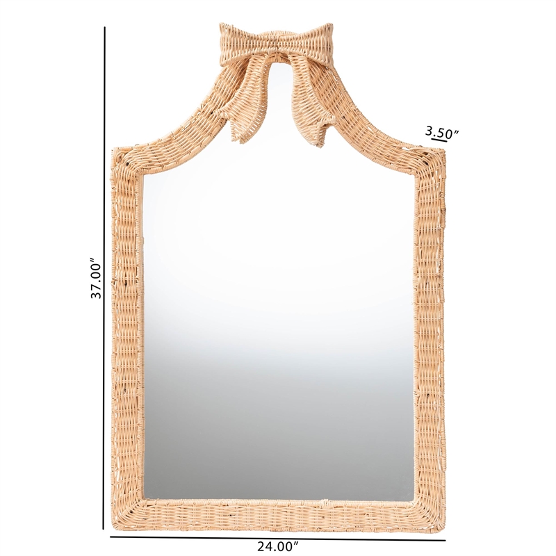 bali & pari Creusa Natural Rattan Wall Mirror Handwoven Arched Mirror