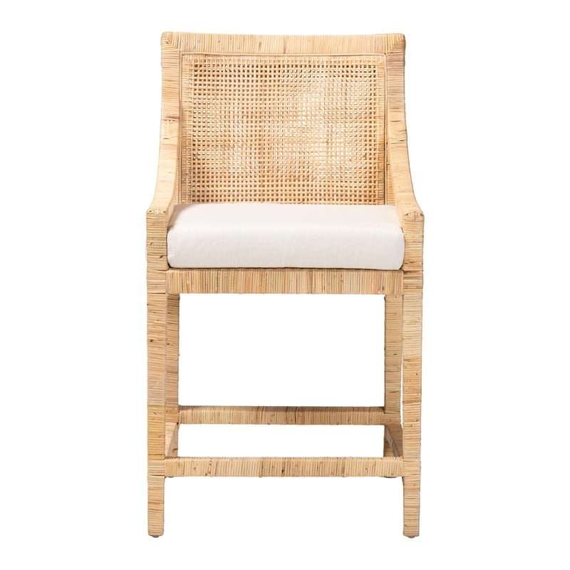 bali & pari Alexis Natural Rattan Counter Stool - Handcrafted Counter Chair