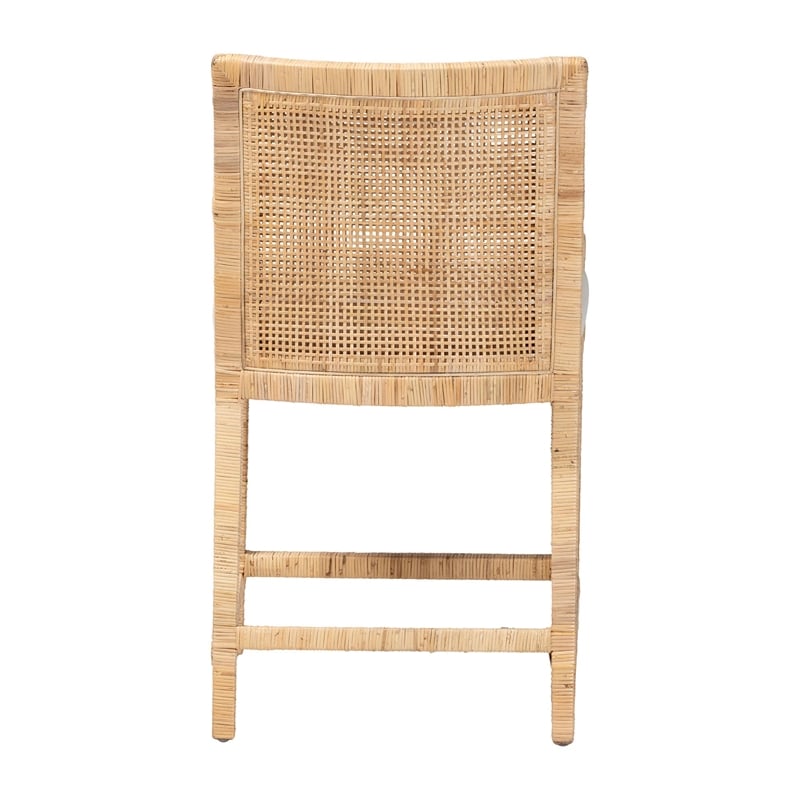 bali & pari Alexis Natural Rattan Counter Stool - Handcrafted Counter Chair