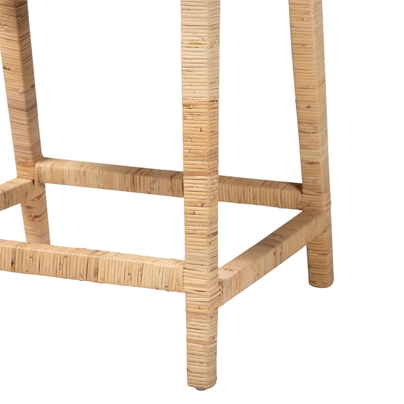 bali & pari Alexis Natural Rattan Counter Stool - Handcrafted Counter Chair
