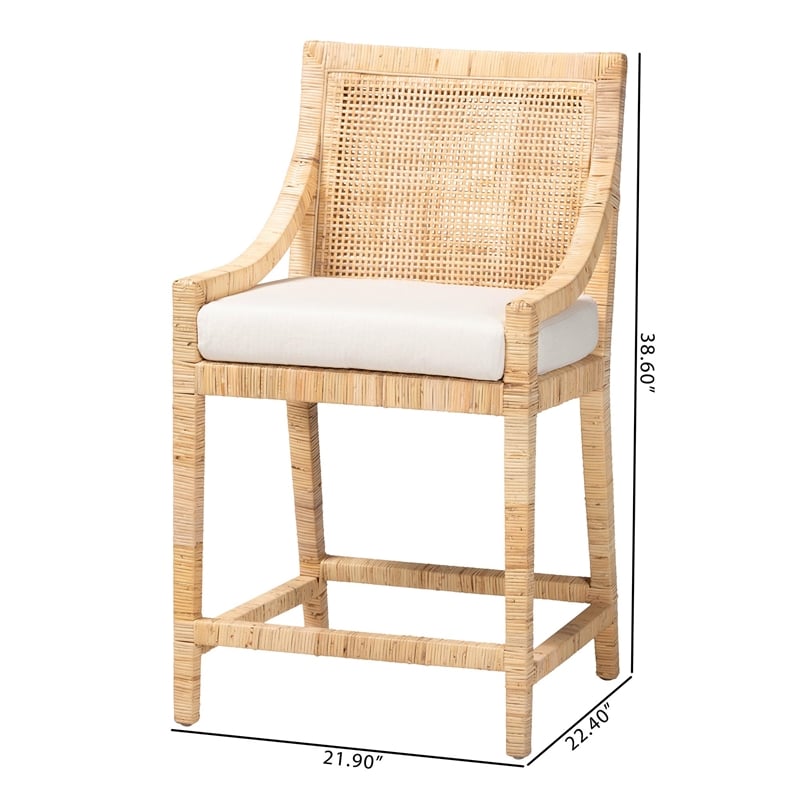 bali & pari Alexis Natural Rattan Counter Stool - Handcrafted Counter Chair