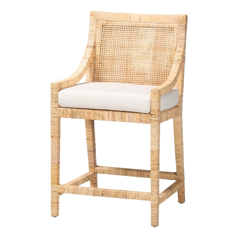 bali & pari Alexis Natural Rattan Counter Stool - Handcrafted Counter Chair