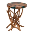 bali & pari Amada Teak Wood Epoxy Resin End Table - Round Live Edge Side Table
