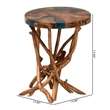 bali & pari Amada Teak Wood Epoxy Resin End Table - Round Live Edge Side Table