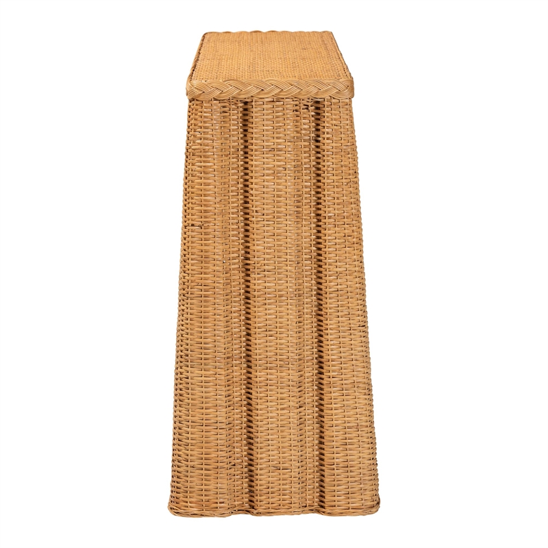 bali & pari Andrea Natural Rattan Console Table - Handwoven Wicker Accent Table
