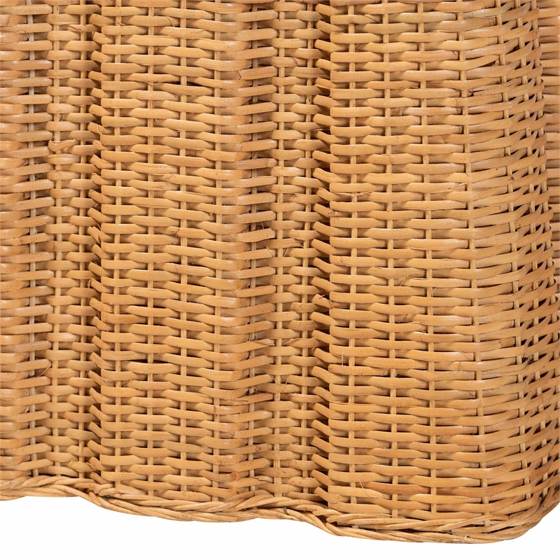 bali & pari Andrea Natural Rattan Console Table - Handwoven Wicker Accent Table