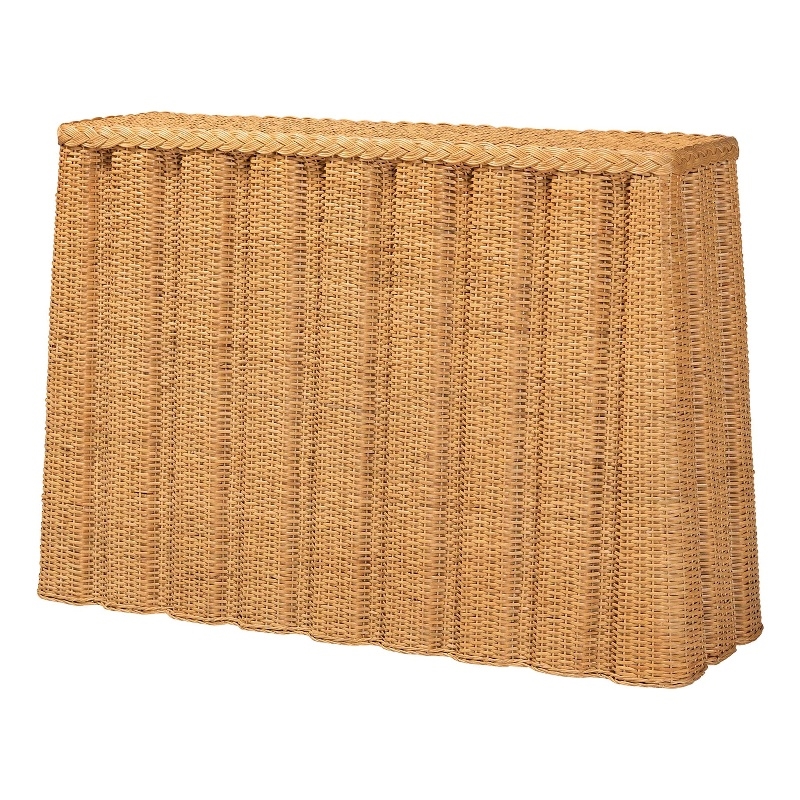 bali & pari Andrea Natural Rattan Console Table - Handwoven Wicker Accent Table