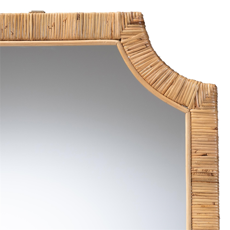 bali & pari Thiago Natural Rattan Wall Mirror Handwoven Wicker Rectangle Mirror