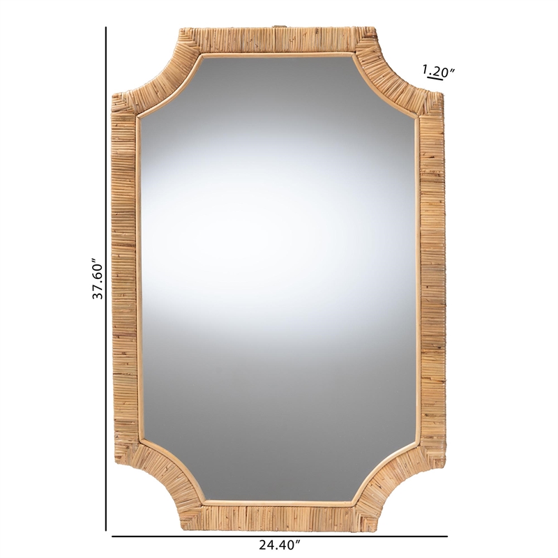 bali & pari Thiago Natural Rattan Wall Mirror Handwoven Wicker Rectangle Mirror