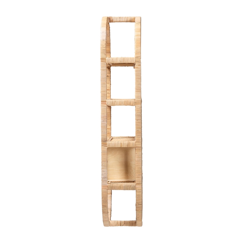 bali & pari Labonita Natural Rattan Wall Shelf 3-Tier Wall-Mounted Display Unit