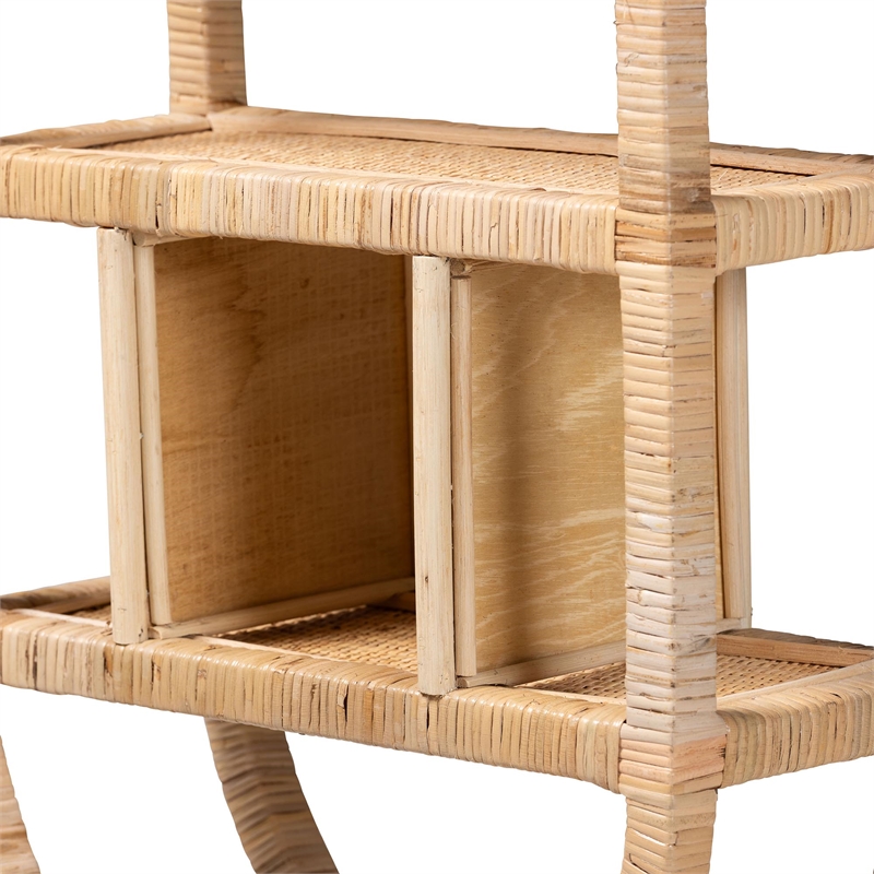 bali & pari Labonita Natural Rattan Wall Shelf 3-Tier Wall-Mounted Display Unit
