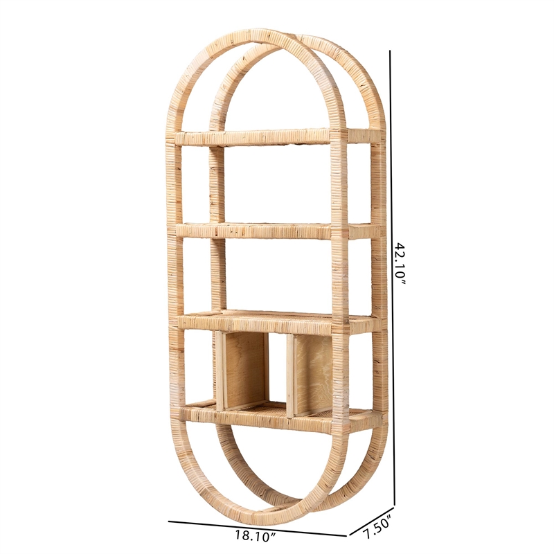 bali & pari Labonita Natural Rattan Wall Shelf 3-Tier Wall-Mounted Display Unit