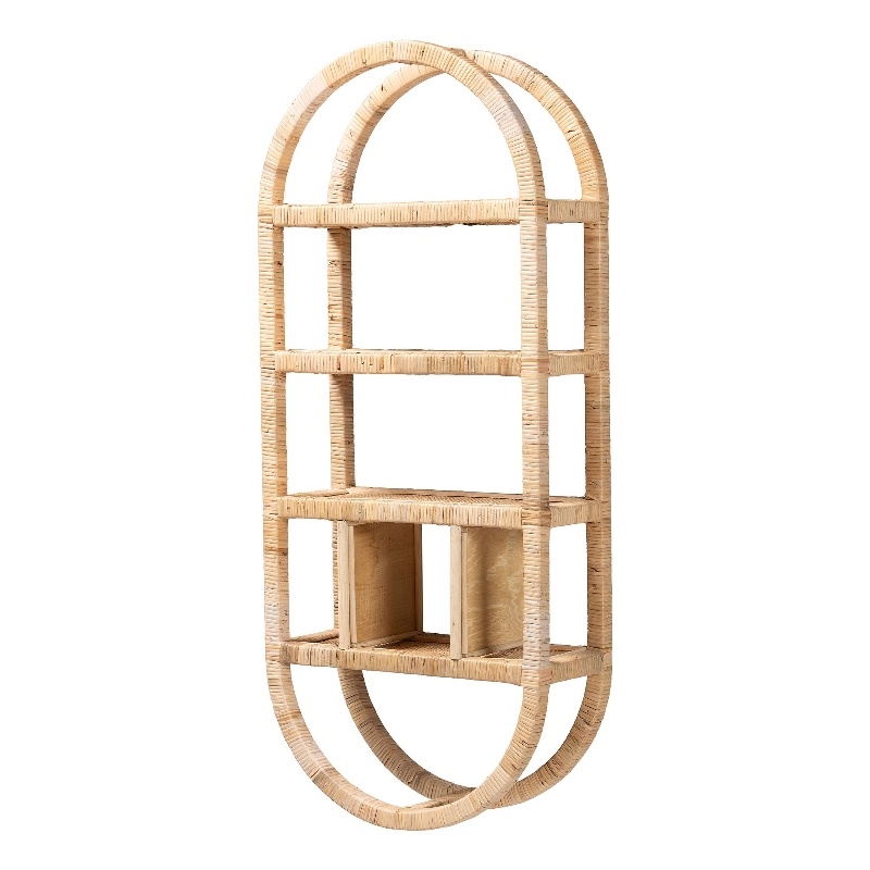 bali & pari Labonita Natural Rattan Wall Shelf 3-Tier Wall-Mounted Display Unit