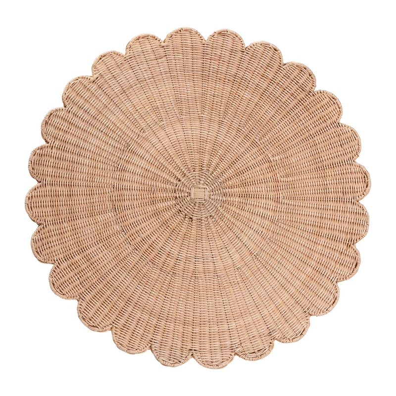 bali & pari Kensley Natural Rattan Coffee Table Handwoven Round Accent Table