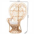 bali & pari Kimiko Natural Rattan Peacock Chair with Cushion Wicker Accent Chair