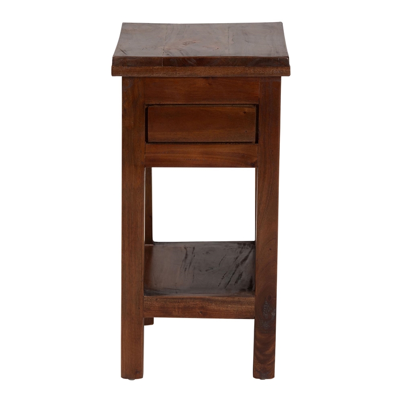 bali & pari Alexandra Handcarved Mahogany Wood Nightstand Accent Table