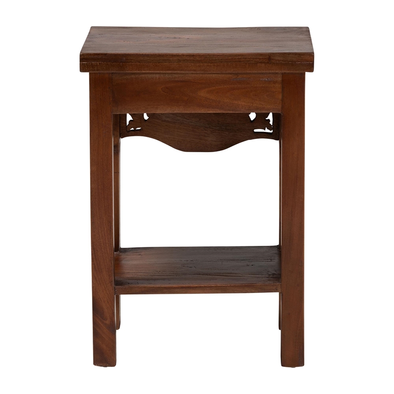 bali & pari Alexandra Handcarved Mahogany Wood Nightstand Accent Table