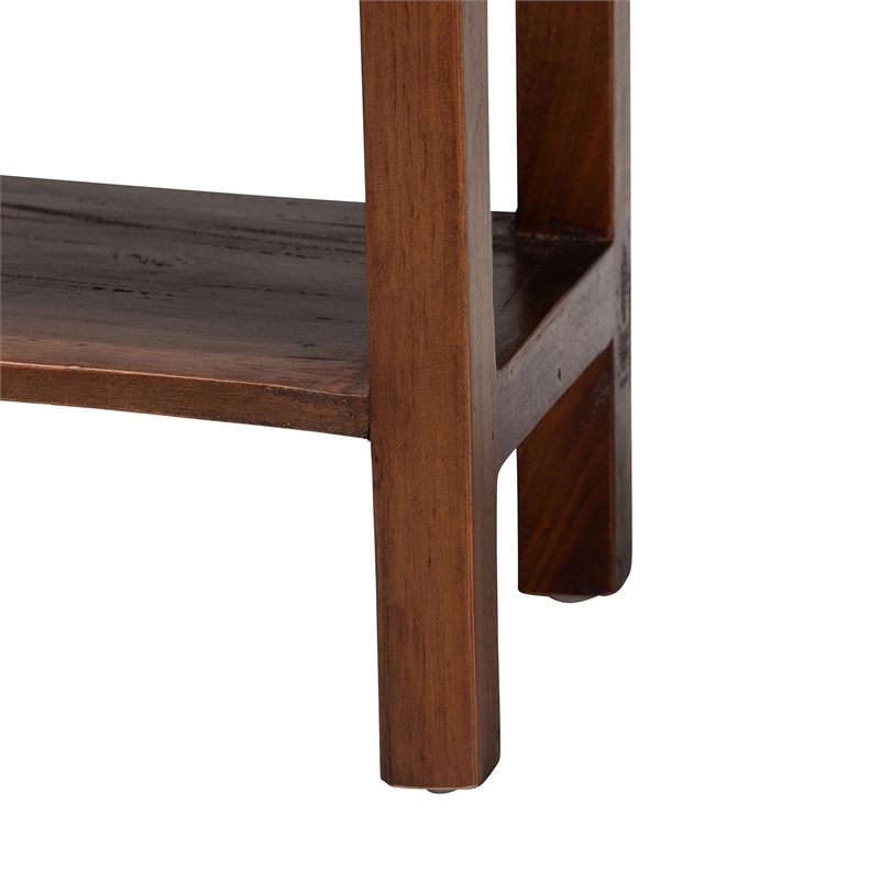 bali & pari Alexandra Handcarved Mahogany Wood Nightstand Accent Table