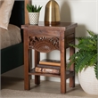 bali & pari Alexandra Handcarved Mahogany Wood Nightstand Accent Table