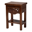bali & pari Alexandra Handcarved Mahogany Wood Nightstand Accent Table