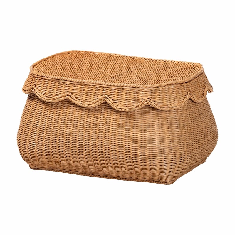 bali & pari Ayleen Natural Rattan Basket Set with Scalloped Lids Storage Boxes