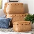 bali & pari Ayleen Natural Rattan Basket Set with Scalloped Lids Storage Boxes