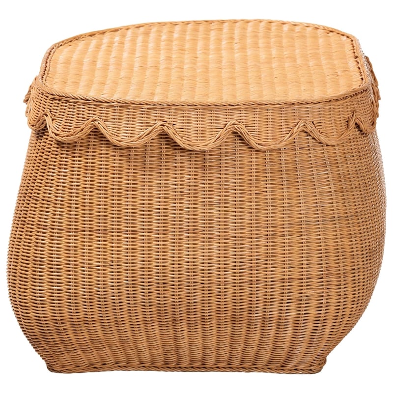 bali & pari Ayleen Natural Rattan Basket with Scalloped Lid Storage Box Large