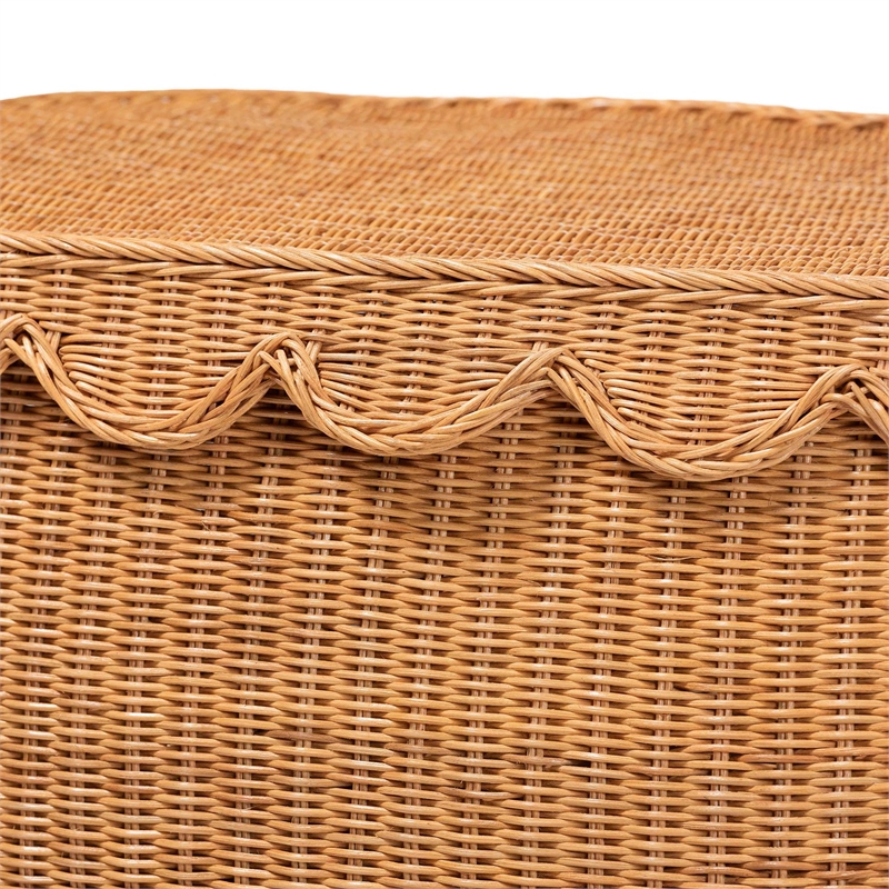 bali & pari Ayleen Natural Rattan Basket with Scalloped Lid Storage Box Large