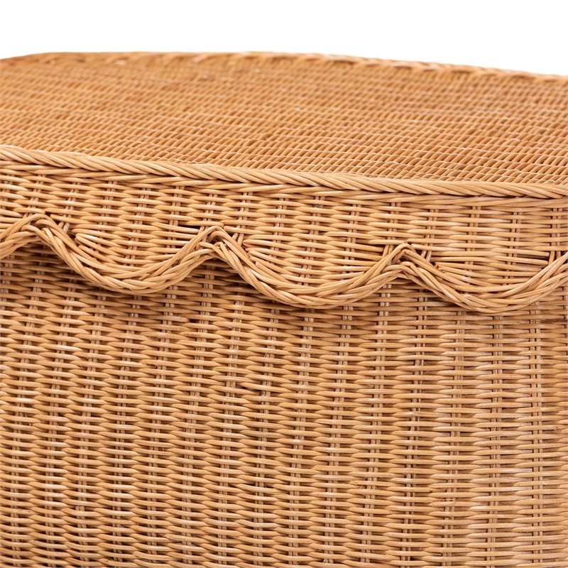 bali & pari Ayleen Natural Rattan Basket with Scalloped Lid Storage Box Medium