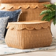 bali & pari Ayleen Natural Rattan Basket with Scalloped Lid Storage Box Small